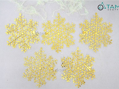 Bịch 5 bông tuyết ánh kim vàng ĐK 12-22cm X-BT-01